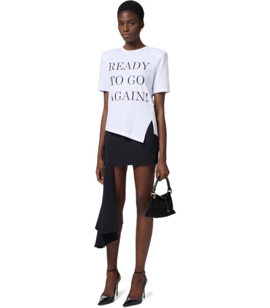 25SS 엘리자베타프랜치 반팔 티셔츠 MA03451E2 270 38 White - ELISABETTA FRANCHI