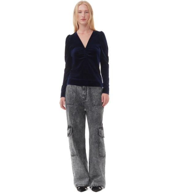  가니 긴팔 티셔츠 T3698 707 34 Blue - GANNI