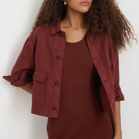  알렉스 밀 자켓 크롭 리넨 워크 재킷 시에라 브라운