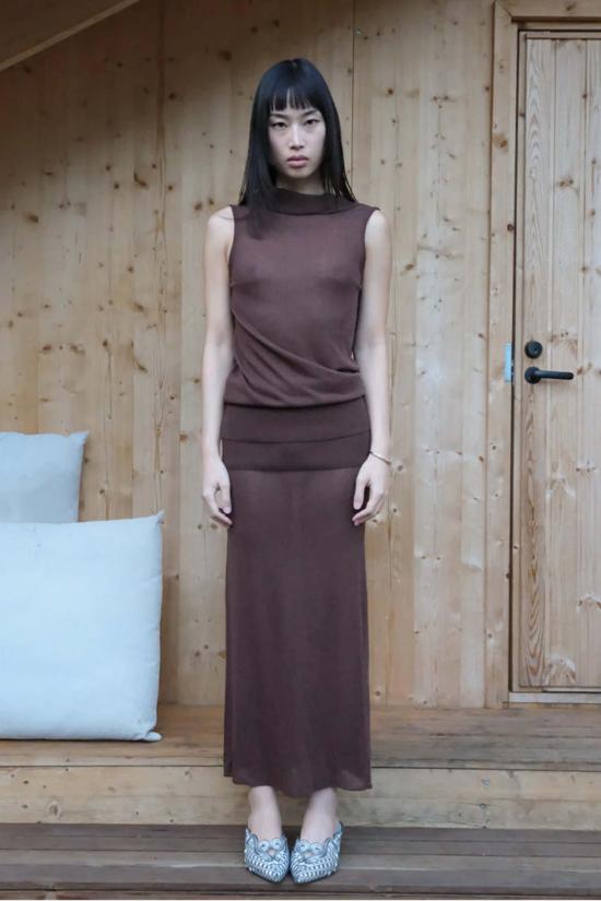  길 롱 스커트 젤 대니 스커트 브라운 - GEEL