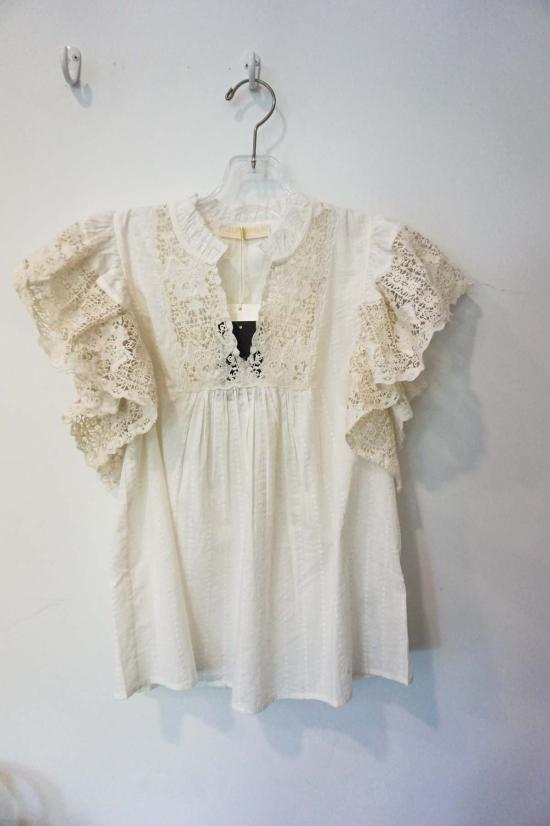  울라 존슨 블라우스 줄리 플러터 슬리브 탑 - ULLA JOHNSON