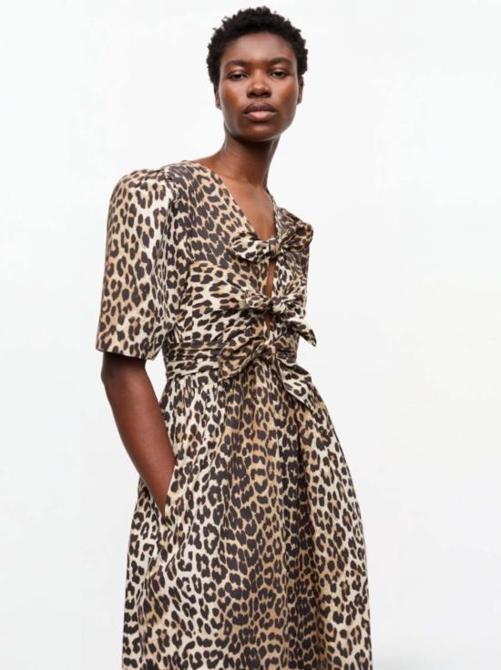  가니 숏 원피스 타이 스트랩 미디 드레스 - GANNI