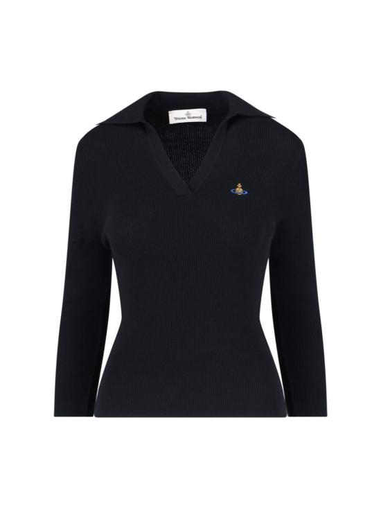 25FW 비비안웨스트우드 MARINA 마리나 오브 자수 폴로 스웨터 18030040 Y001VN401 Black