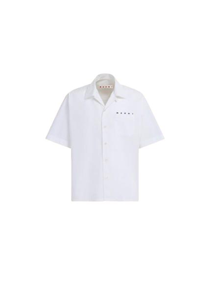 25FW 마르니 반팔 셔츠 CUMU0213P8 USCT88 LOW01 White