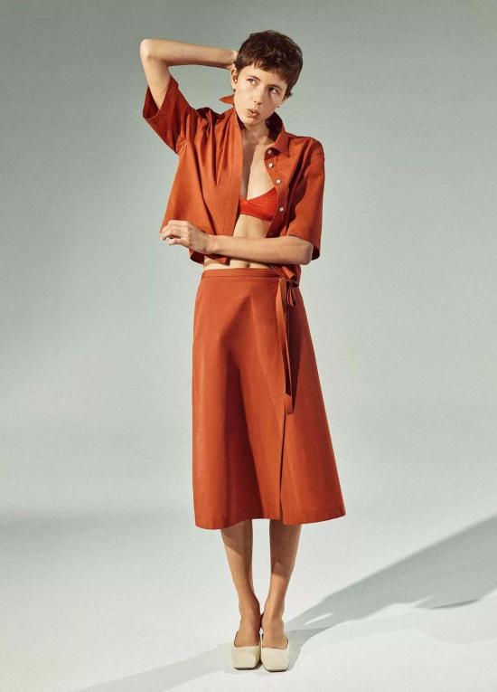  빈스 미디 스커트 랩 스트레이트 스커트 - VINCE