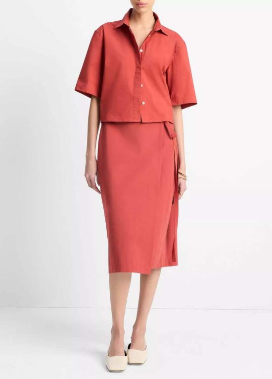  빈스 미디 스커트 랩 스트레이트 스커트