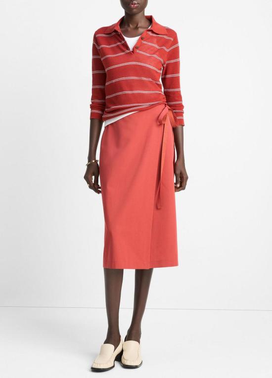  빈스 미디 스커트 랩 스트레이트 스커트 - VINCE