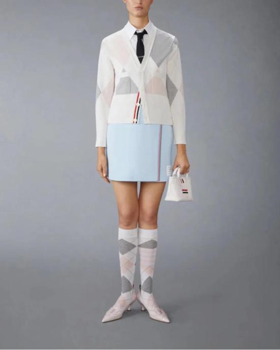  톰브라운 숏 스커트 톰 브라운 코튼 와플 미니 랩 스커트 블루 - THOM BROWNE