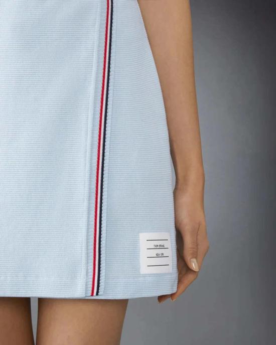  톰브라운 숏 스커트 톰 브라운 코튼 와플 미니 랩 스커트 블루 - THOM BROWNE