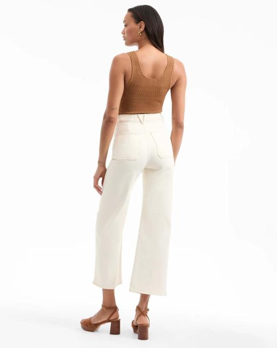  베로니카비어드 데님 팬츠 베로니카 비어드 그랜트 하이라이즈 와이드 레그 크롭 진 에크루 - VERONICA BEARD