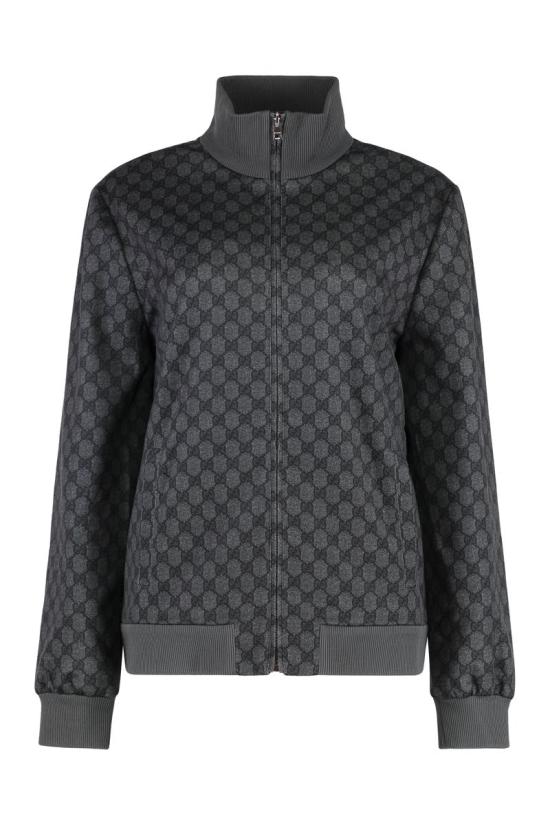 25FW 구찌 프린티드 테크니컬 저지 집 스웨트셔츠  837678XJHF0 1000 GREY