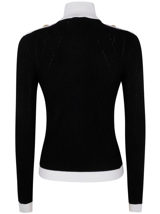 25FW 발망 가디건 FF1KL036KI64 EAB BLACK WHITE - BALMAIN