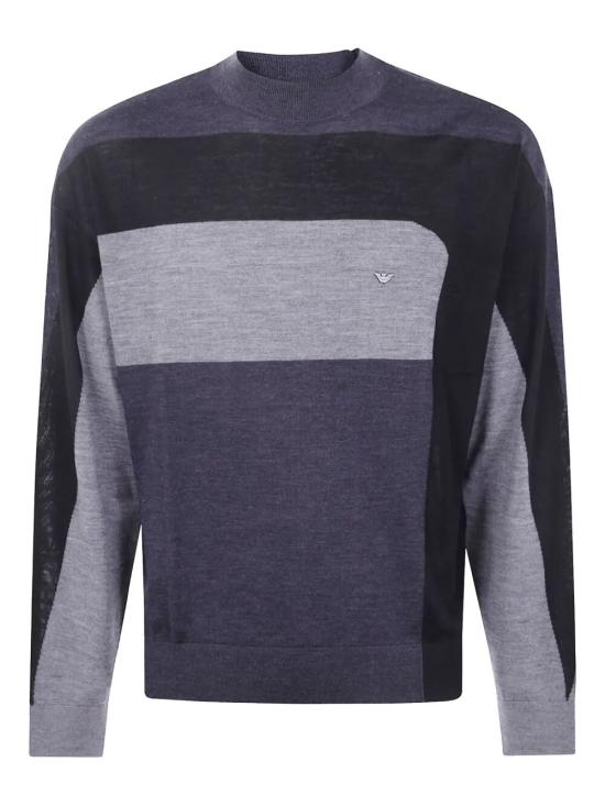 25FW 엠포리오 아르마니 스웨터 EM002423 AF14199 F8084 GREY MELANGE BLOCK - EMPORIO ARMANI