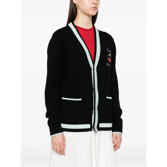 25FW 카사블랑카 가디건 KW 1001 01 BLACK - CASABLANCA