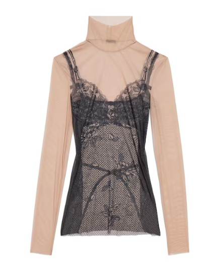 25SS 발렌시아가 트롱프 뢰유 란제리 탑 8292144F4B4 1094 BLACKLIGHTBEIGE