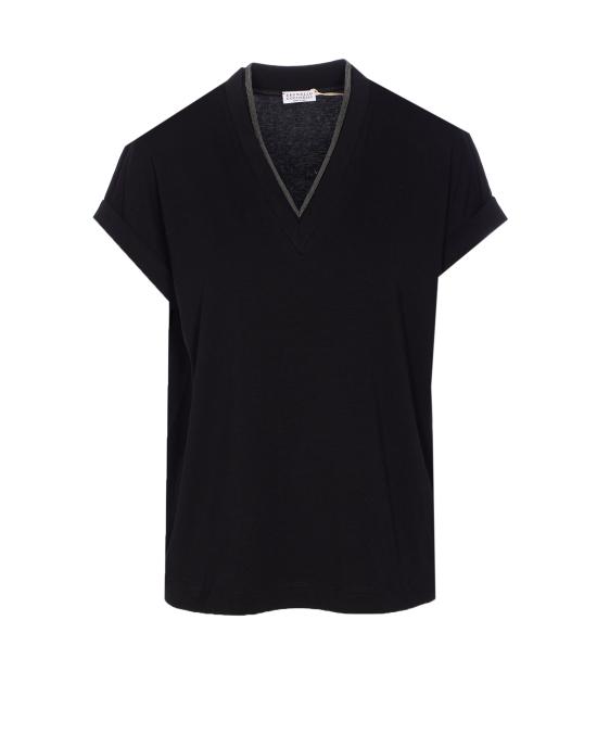 25FW 브루넬로 쿠치넬리 반팔 티셔츠 M0T18BD222 C101 Black