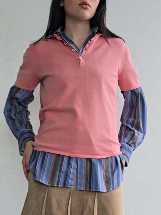  프라다 반팔 티셔츠 릴리 폴로 핑크 - PRADA