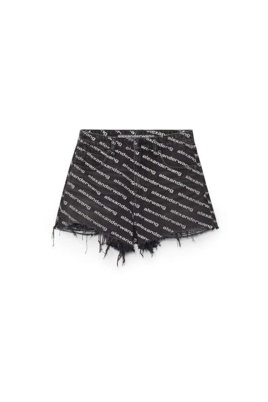  알렉산더 왕 데님 숏팬츠 바이트 로고 숏 그레이 에이지드 데님