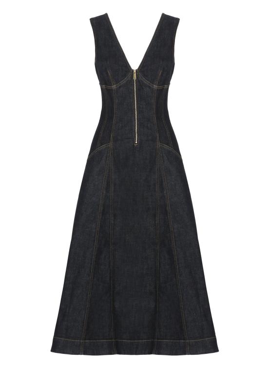 25FW 셀프 포트레이트 미디 원피스 PF25801MBL DENIM MIDIBLUE Blue