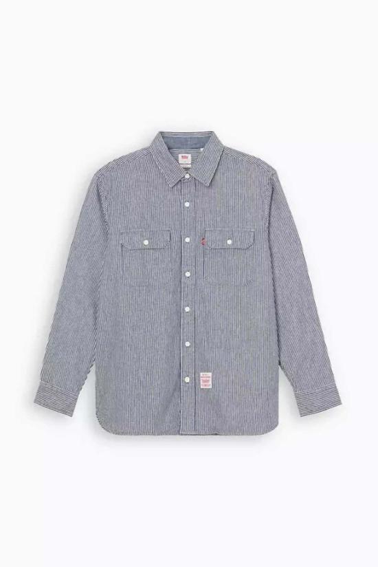  리바이스 긴팔 셔츠 릴렉스 핏 웨스턴 그랜드 파크 레일로드  다크 레일로드 스트라이프 - LEVI'S