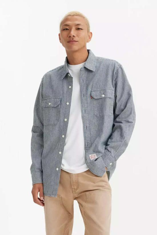  리바이스 긴팔 셔츠 릴렉스 핏 웨스턴 그랜드 파크 레일로드  다크 레일로드 스트라이프