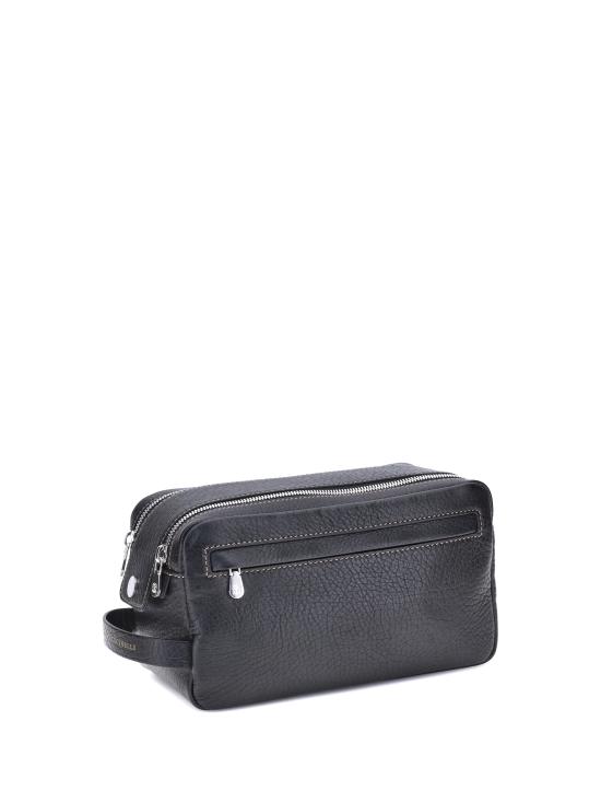 26FW 브루넬로 쿠치넬리 더블 지퍼 바케타 레더 뷰티 케이스 MWZIBU334 C101 BLACK - BRUNELLO CUCINELLI