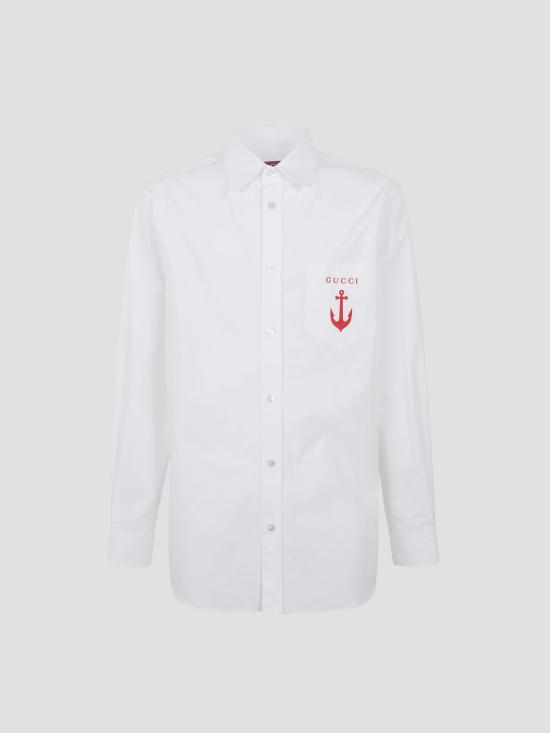 25FW 구찌 포켓 자수 셔츠  833294Z7AUX 9000 WHITE