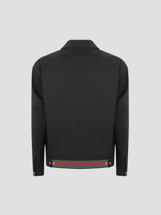 25FW 구찌 웹 디테일 코튼 트윌 자켓 827503ZAQH5 1000 BLACK - GUCCI