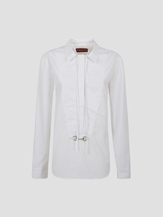 25FW 구찌 스빗 타이 넥 셔츠 831912Z8B2P 9000 WHITE