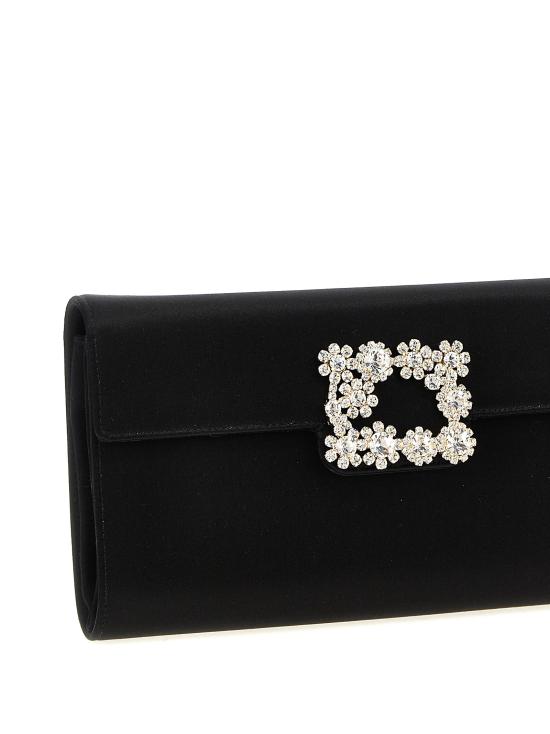 26FW 로저비비에 플라워 스트라스 버클 클러치 RBWAMFD0200RS0B999 Black - ROGER VIVIER