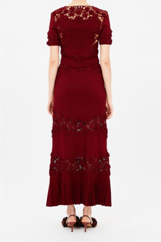  울라 존슨 반팔 티셔츠 스텔라 반팔 플로럴 크로셰 매듭 니트 탑 베고니아 - ULLA JOHNSON