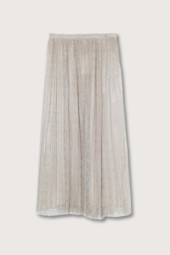 울라 존슨 롱 스커트 마렌 플리츠 소프트 메탈릭  스털링 실버
