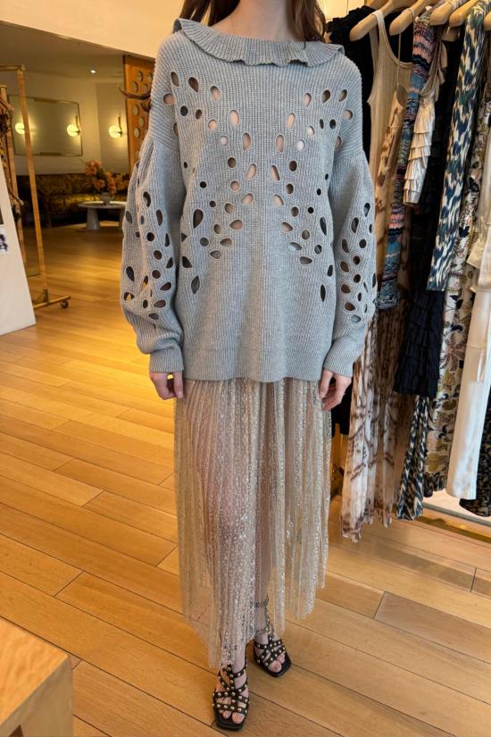  울라 존슨 롱 스커트 마렌 플리츠 소프트 메탈릭  스털링 실버 - ULLA JOHNSON