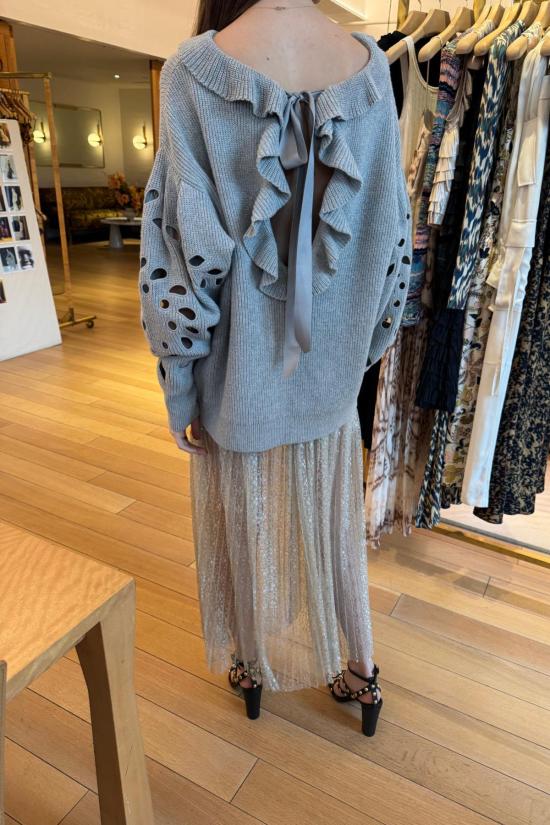  울라 존슨 롱 스커트 마렌 플리츠 소프트 메탈릭  스털링 실버 - ULLA JOHNSON