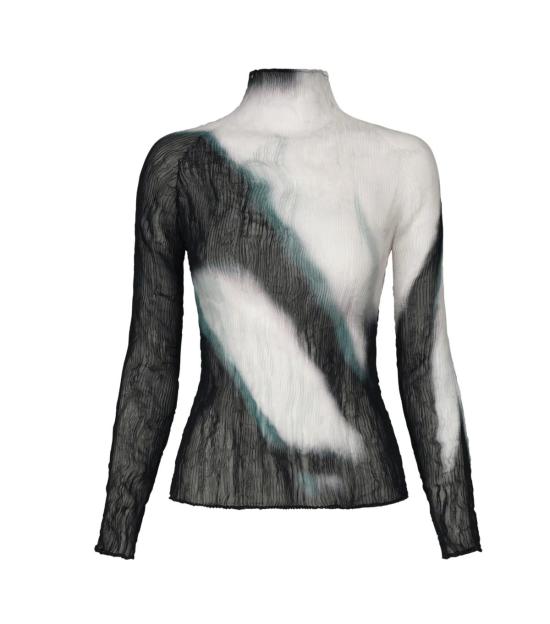  이세이 미야케 터틀넥 섀도우 스터디 쉬폰 트위스트  탑 - ISSEY MIYAKE