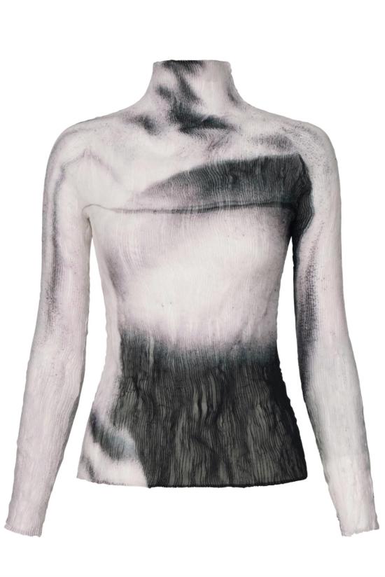  이세이 미야케 터틀넥 섀도우 스터디 쉬폰 트위스트  탑