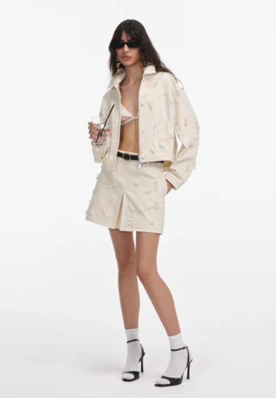  셀프 포트레이트 데님 팬츠 비즈 플로럴 데님 재킷 - SELF PORTRAIT