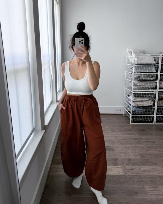  밀스 스트레이트 팬츠 식사 셰프 판트 초콜릿