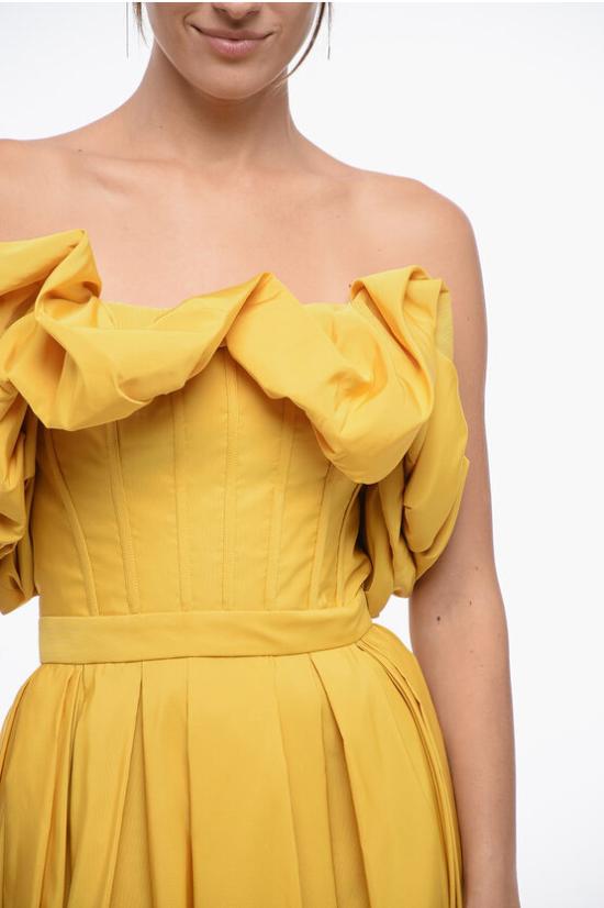  알렉산더 맥퀸 미디 원피스 708557QEACM7029 Yellow - ALEXANDER MCQUEEN