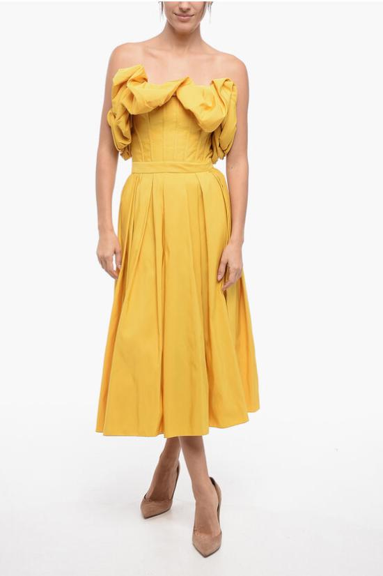  알렉산더 맥퀸 미디 원피스 708557QEACM7029 Yellow