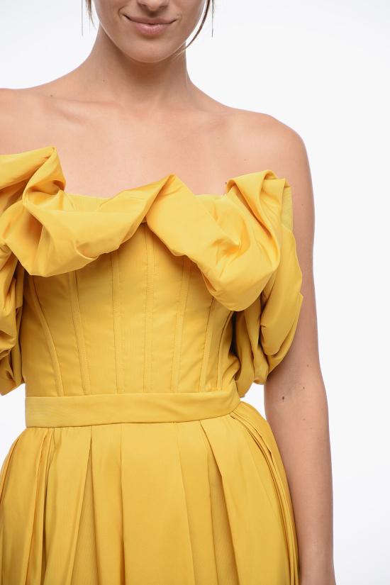  알렉산더 맥퀸 미디 원피스 708557QEACM7029 Yellow - ALEXANDER MCQUEEN
