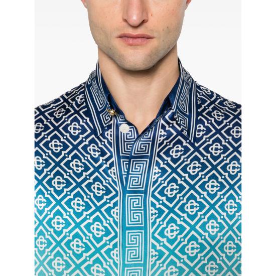 25SS 카사블랑카 긴팔 셔츠 SH 021 01 BLUGR BLUE PINK - CASABLANCA