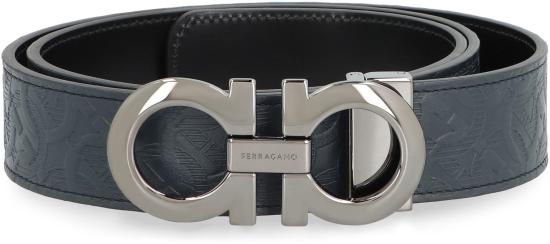  살바토레 페라가모 간치니 레더 벨트 675542 735830 BLUE - SALVATORE FERRAGAMO