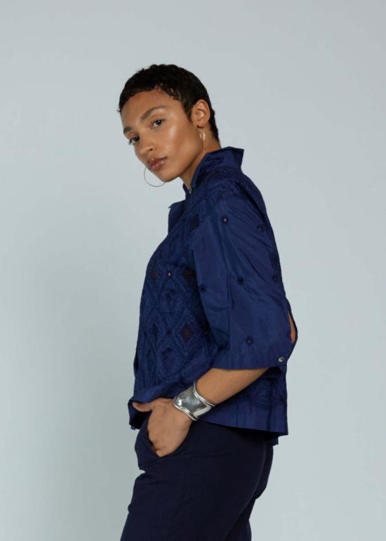  안티파스티 블라우스 안티파스트 가먼트 다이드 코튼  블루 - ANTIPAST