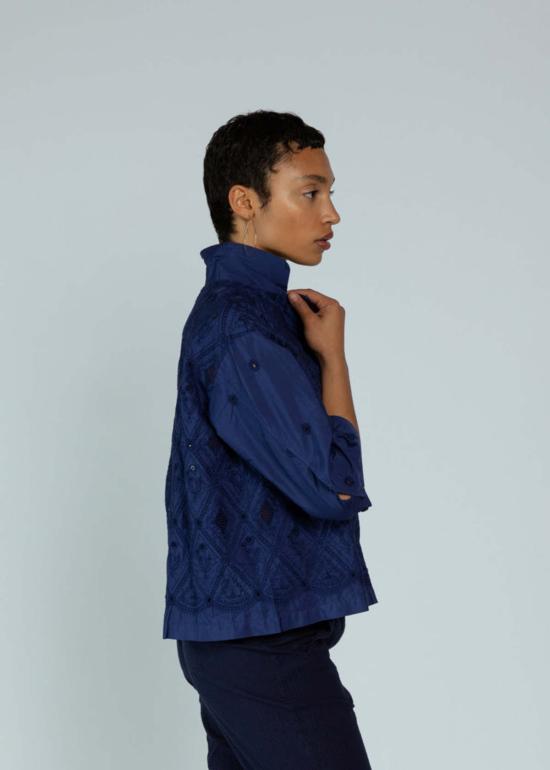  안티파스티 블라우스 안티파스트 가먼트 다이드 코튼  블루 - ANTIPAST