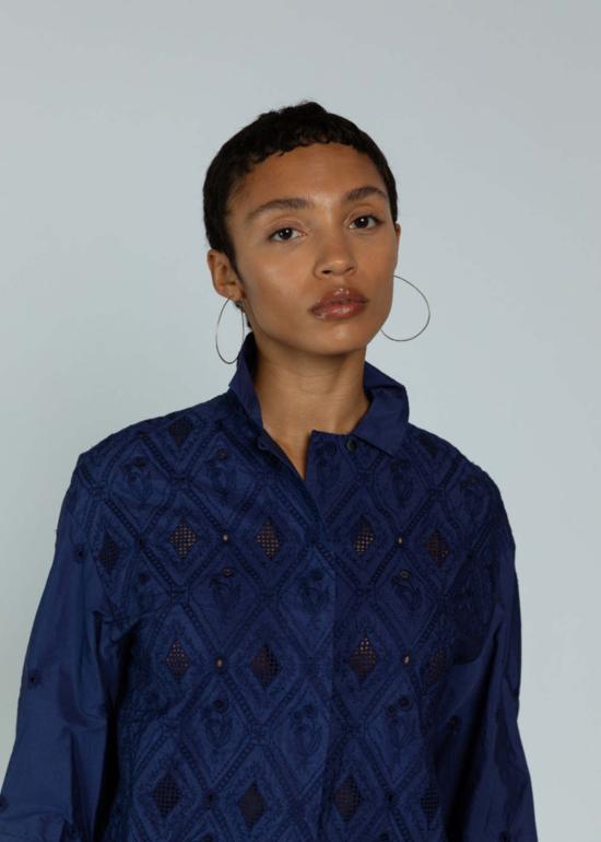  안티파스티 블라우스 안티파스트 가먼트 다이드 코튼  블루