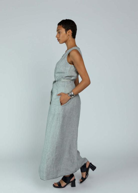  에이치플러스 하노 베셀 롱 원피스 H+ 한노 베셀 다니엘 리넨 드레스 플래티넘 - H+ HANNOH WESSEL