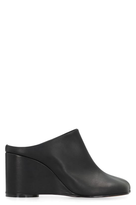 25SS MM6 메종마르지엘라 어시메트릭 토 레더 뮬 S66WX0066P5000 T8013 Black