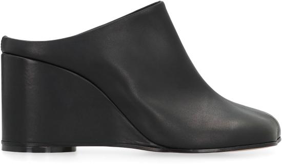 25SS MM6 메종마르지엘라 어시메트릭 토 레더 뮬 S66WX0066P5000 T8013 Black - MM6 MAISON MARGIELA