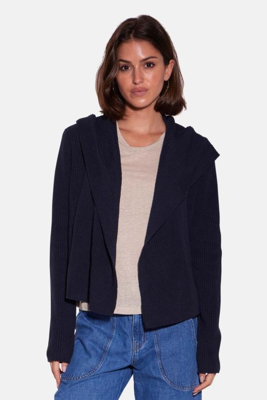  블루&크림 가디건 코튼 셰이커 플라이어웨이 카디건